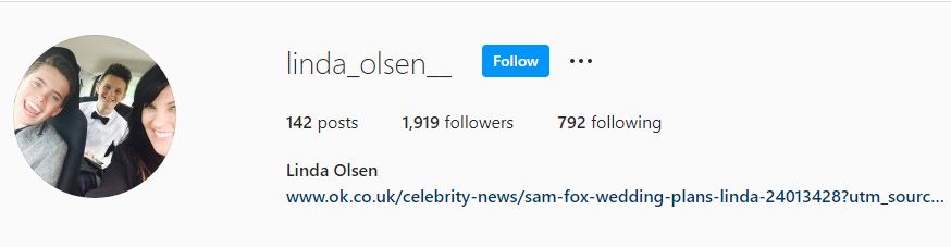 Linda's Instagram account