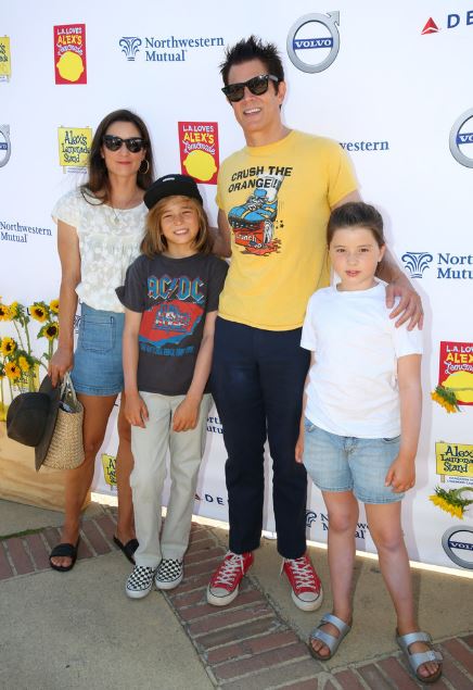 Nelson with her husband Johnny Knoxville and kids
