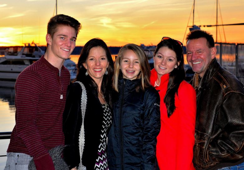 Nico Greetham with his father mother and sisters