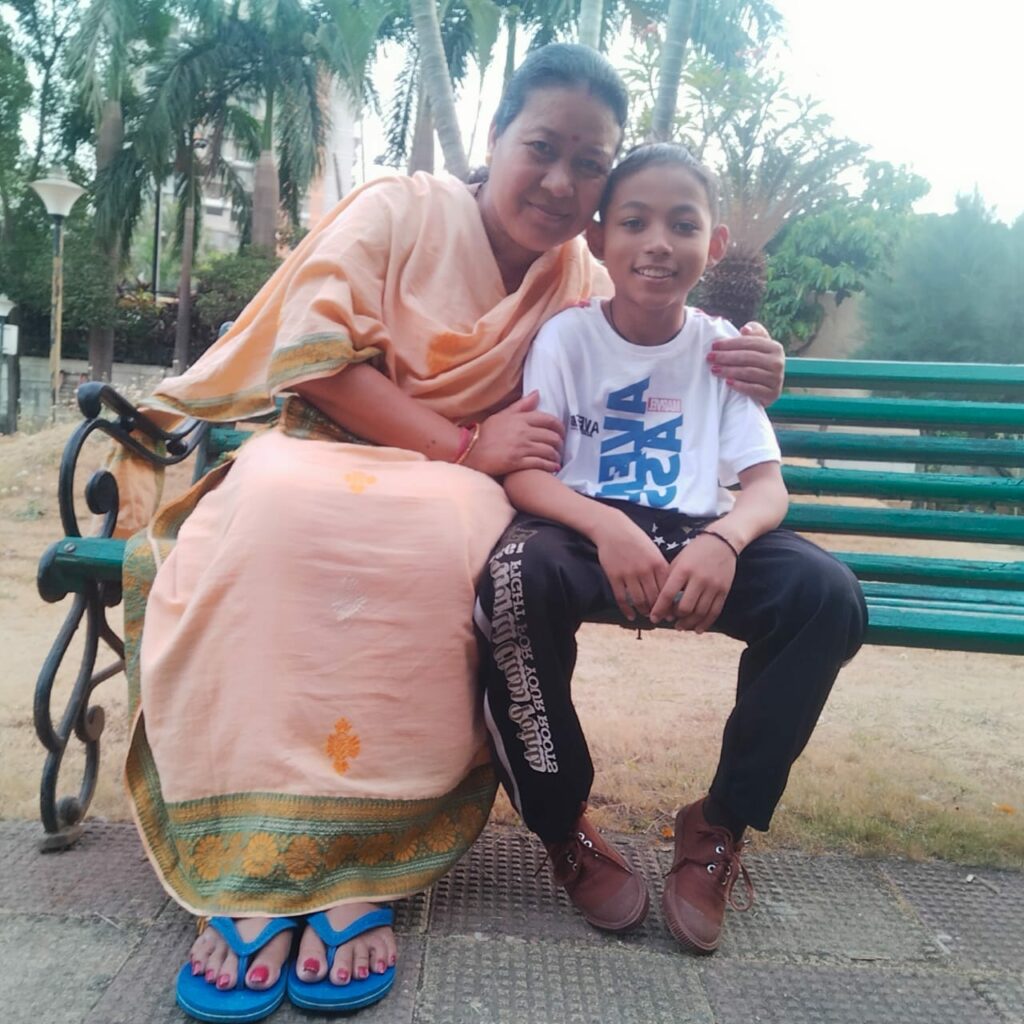 Nobojit Narzary with his mother