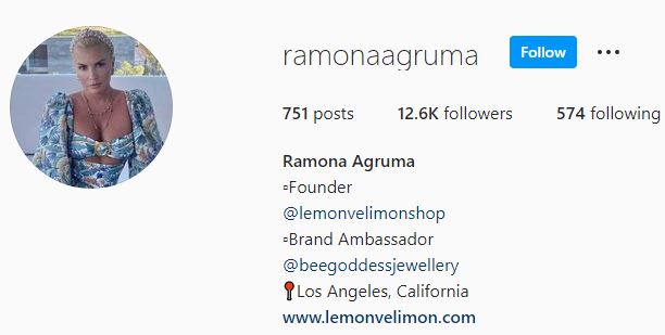 Ramona's Instagram profile