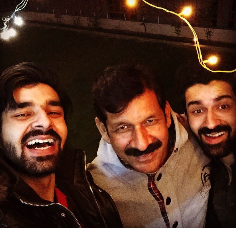 Surya Sharma with her dad and brother