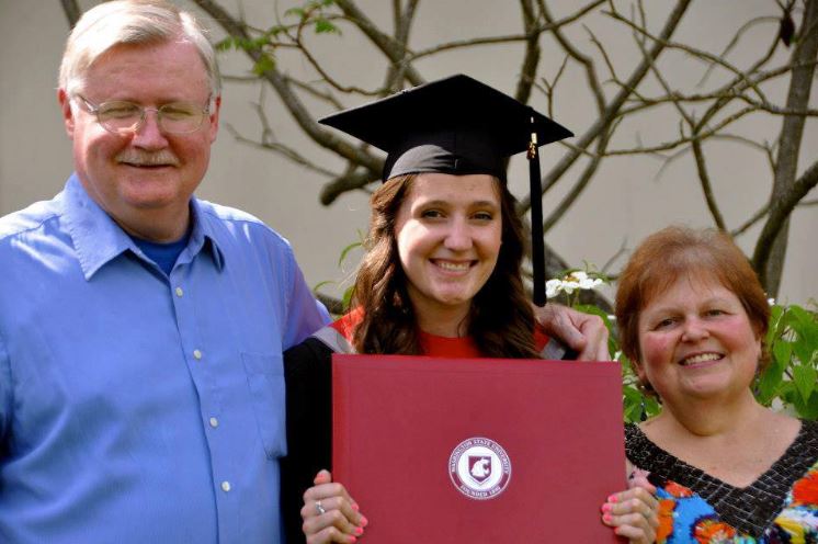 Victoria Elizabeth Patton with her parents Gary Patton and Kim Williams-Patton