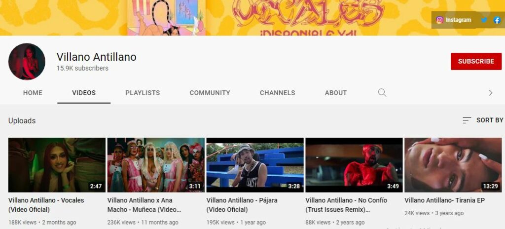 Villano Antillano Youtube Channel