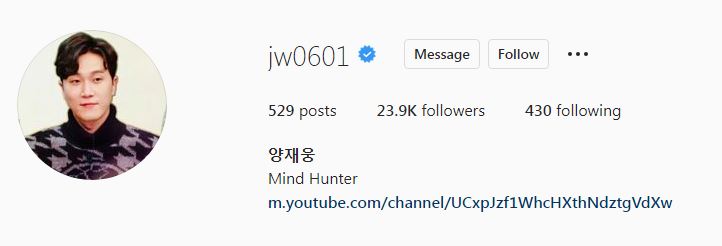 Yang Jae Woong's Instagram account
