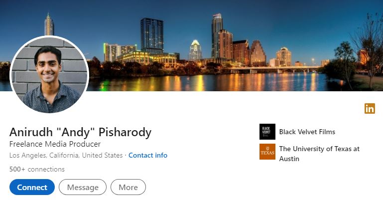 Anirudh's LinkedIn account