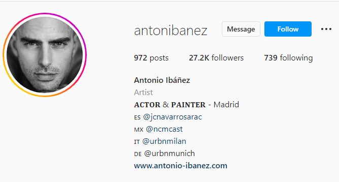 Antonio's Instagram account