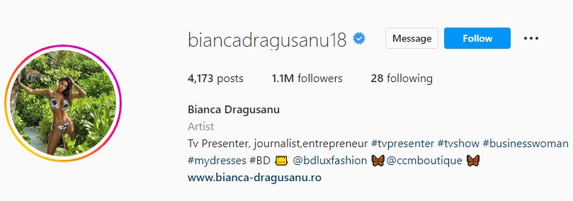 Bianca's Instagram account
