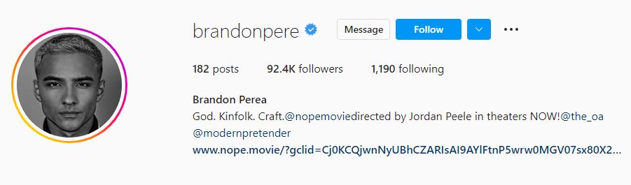 Brandon Perea IG handle