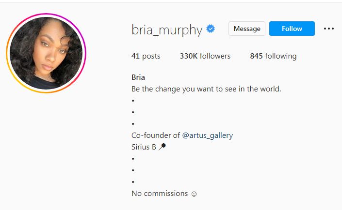 Bria's Instagram account
