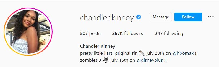 Chandler's Instagram account
