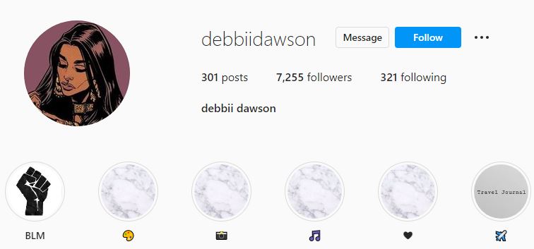 Debbii's Instagram account