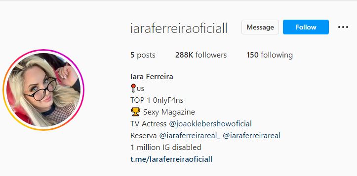 Iara Ferreira's Instagram account