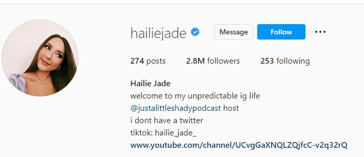 Jade's Instagram account