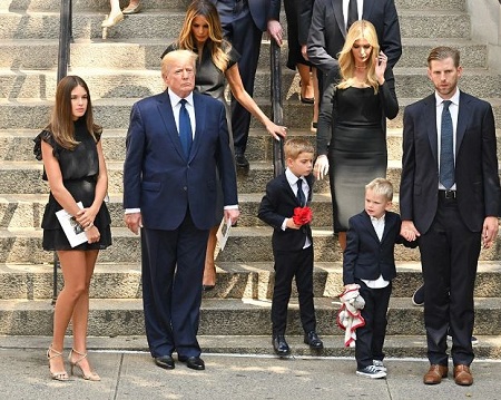Kai attending Ivana Trump's Funeral with her grandfather Donald Trump and other family members
