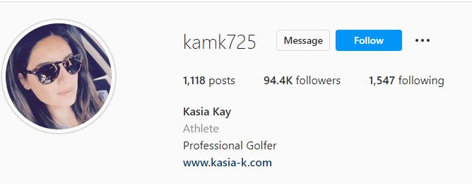 Kasia's Instagram account