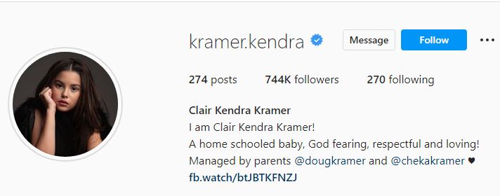 Kendra's Instgram account