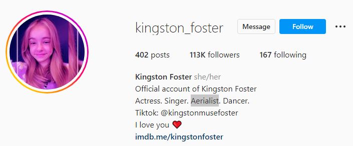 Kingston's Instagram account