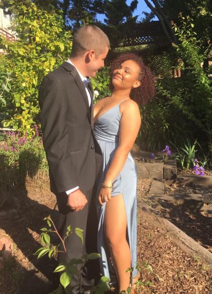 Leila Mottley with her prom partner