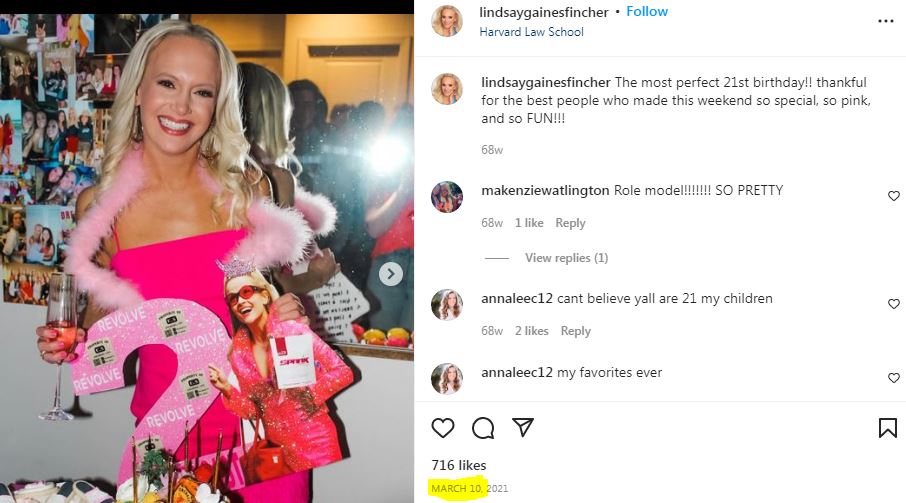 Lindsay on her 21st birthday