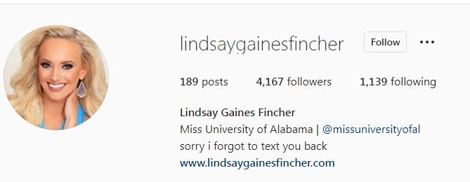 Lindsay's Instagram account