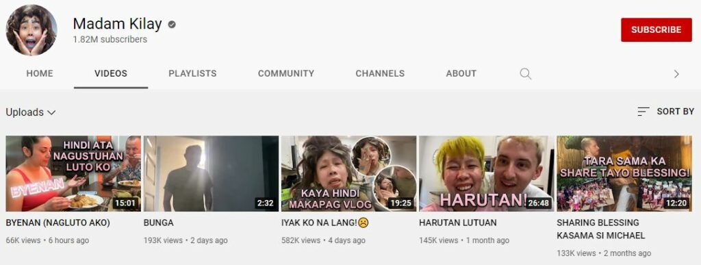 Madam Kilay's Youtube channel