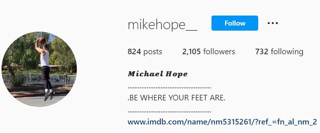 Michael Hope's Instagram account