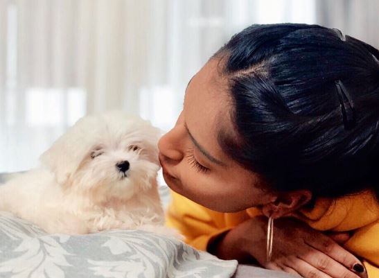 Niharika Nm and her pet dog Diva