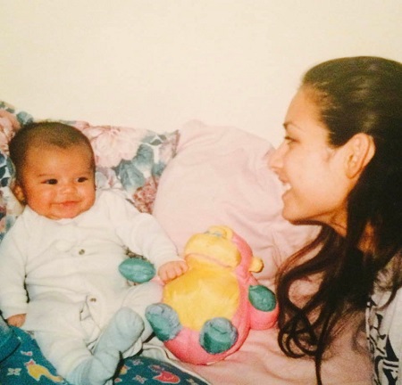 Old picture of Ceci Truman with her son who is now 28 years old