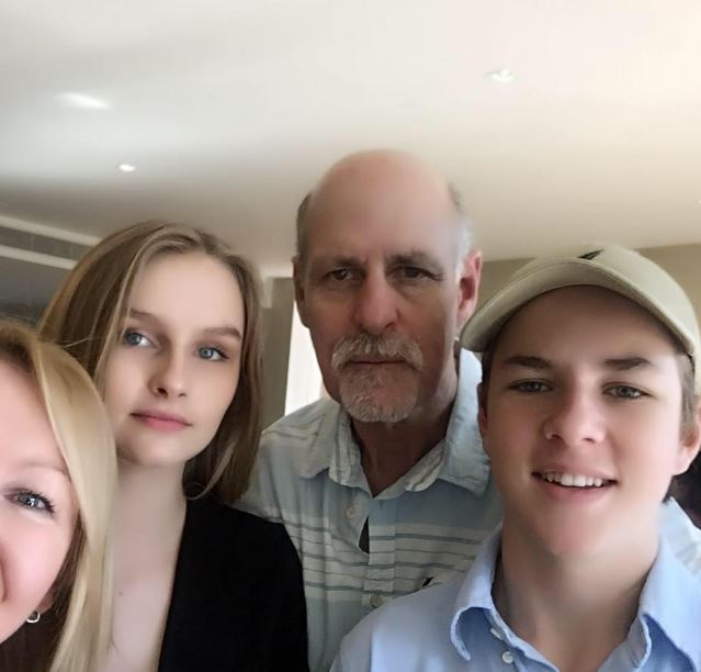 Olivia DeJonge with her mother father and brother