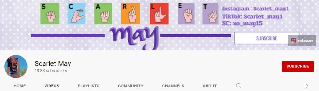 Scarlet May's Youtube Channel