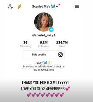 Scarlet's TikTok account