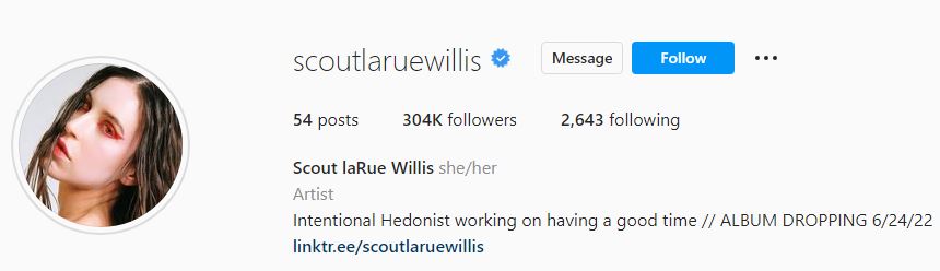 Scout's Instagram profile