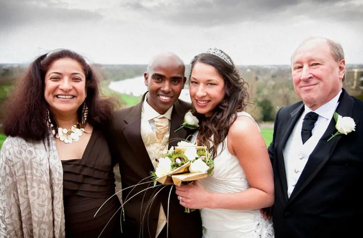 Tania with her dad Robert Nell, mom Nadia Nell, and husband Mo Farah