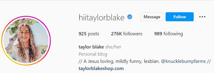 Taylor's Instagram account