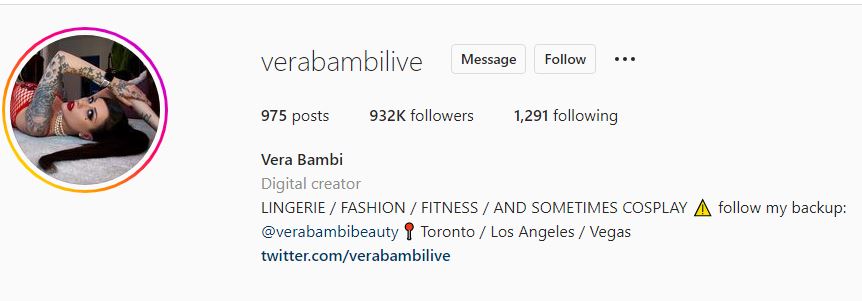 Vera Bambi's IG Profile