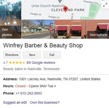 Vernon Winfrey Barber Shop
