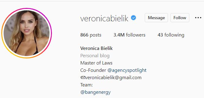 Veronica's IG profile