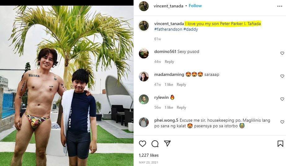 Vince with his son Peter Parker I. Tañada