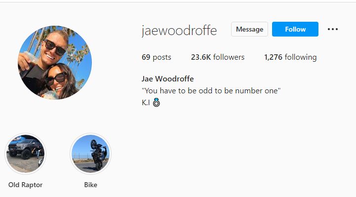 Woodroffe's Instagram account