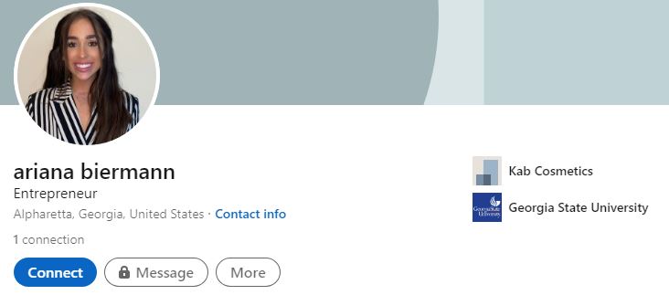 Ariana's LinkedIn profile