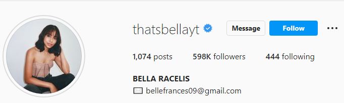 Bella's IG profile