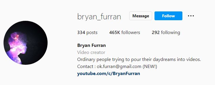 Bryan's Instagram account