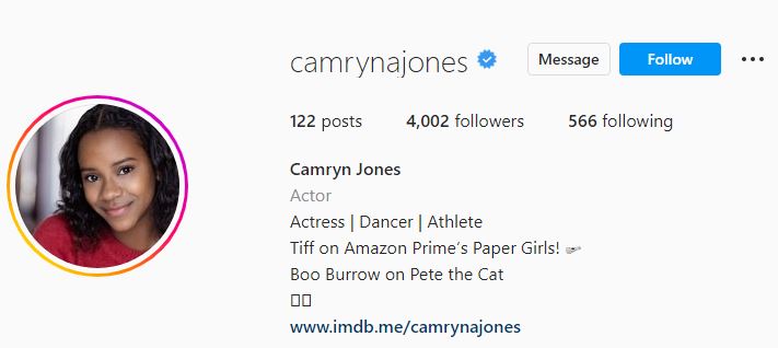 Camryn's Instagram account