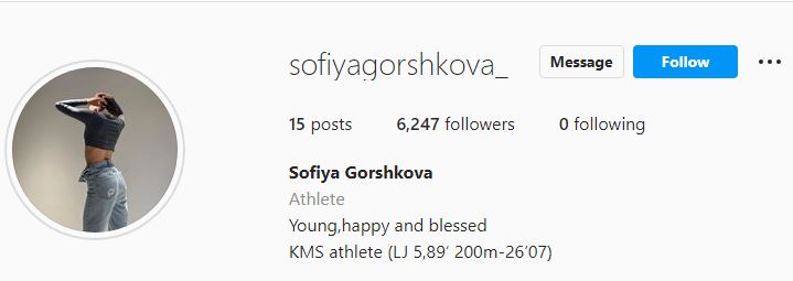 Gorshkova's Instagram account