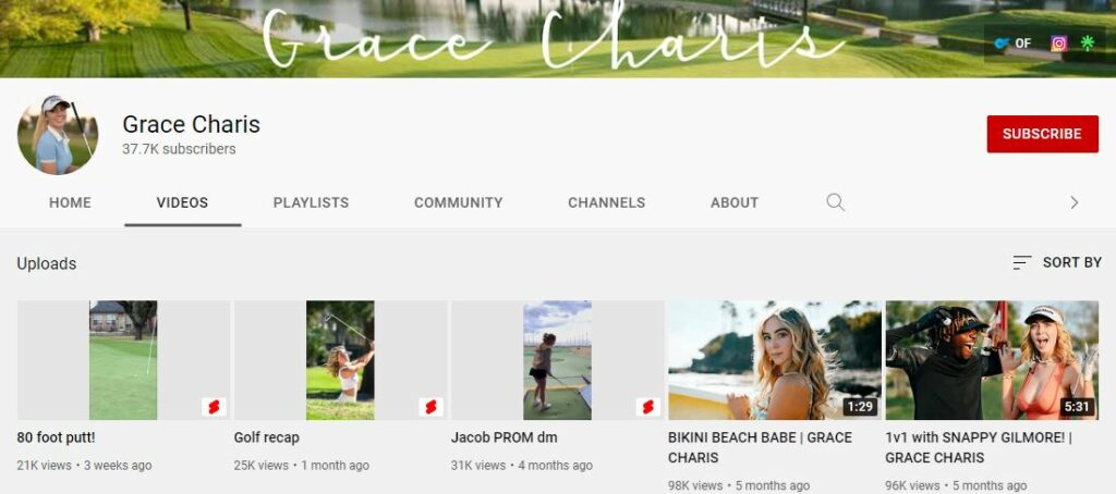 Grace's Youtube account