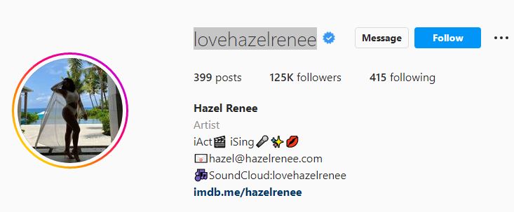 Hazel's Instagram profile