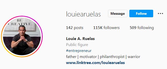 Luis's Instagram profile