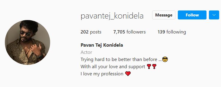 Pavan Tej Konidela IG handle