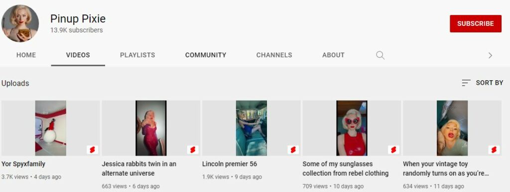 Pinup Pixie Youtube channel